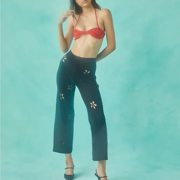 Tach Clothing Lila Pant Knit Floral Cut Outs - Picture 1 of 15